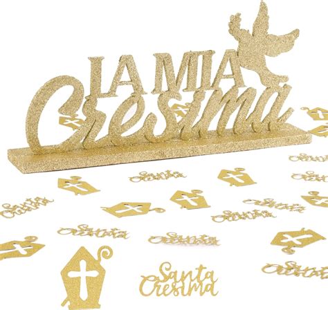 BETESSIN La Mia Cresima Tischdeko Holz Taufe Deko 40 Pcs Streudeko