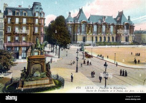 Lille France Place De La Republique With The Statue Of Faidherbe And