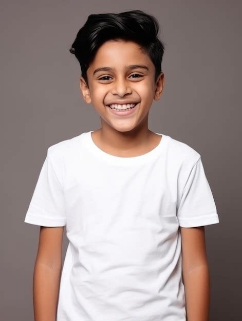 Premium AI Image | Happy Indian kid in casual clothing against a ...