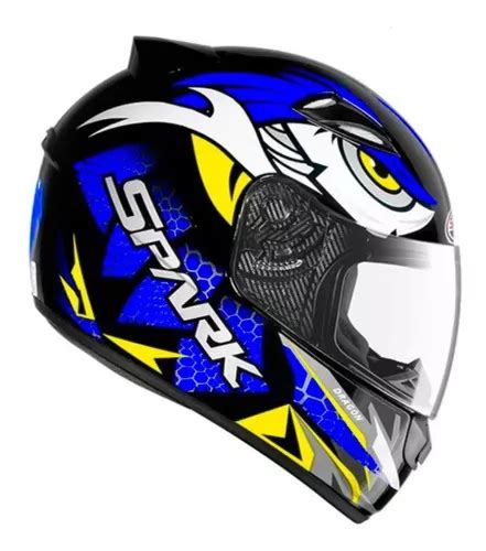 Capacete Fechado Ebf New Spark Dragon Preto Fosco Azul Tamanho Do