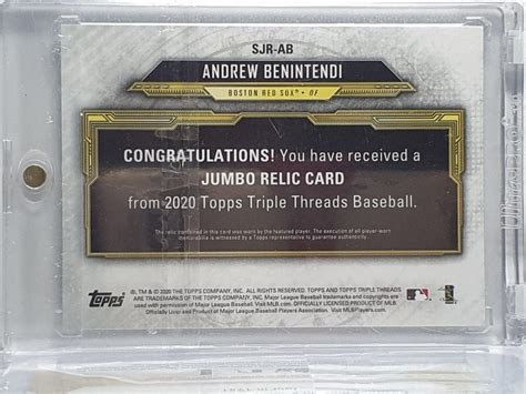 2020 TOPPS TRIPLE THREADS SINGLE JUMBO RELICS SJRAB ANDREW BENINTENDI