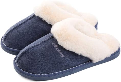 Womens Slipper Memory Foam Fluffy Slip On House Suede Fur Linedanti