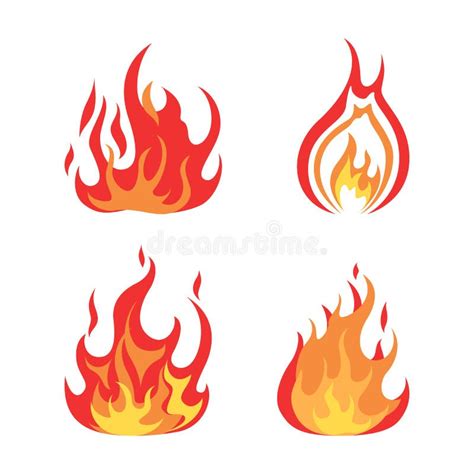 Red And Orange Fire Flame Hot Flaming Element Stock Vector