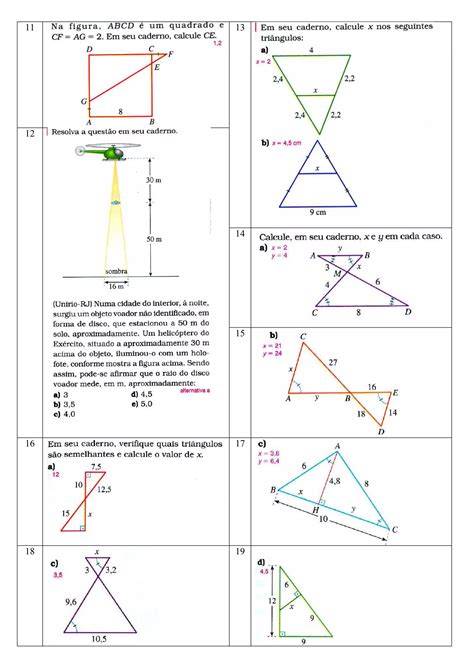 Mat Utfrs 18 Semelhanca De Triangulos Exercicios PDF