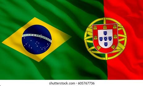 Waving Brazil Portugal Flag Stock Illustration 605767736 | Shutterstock