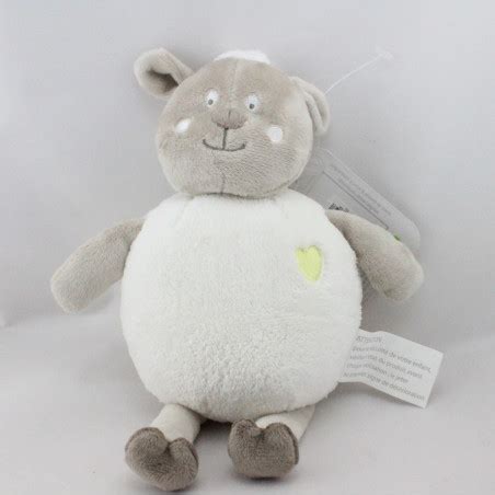 Doudou Mouton Gris Blanc Coeur Kimbaloo