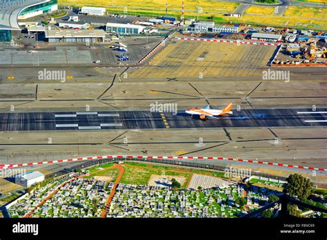 Gibraltar airport with easyjet Airbus landing Stock Photo - Alamy