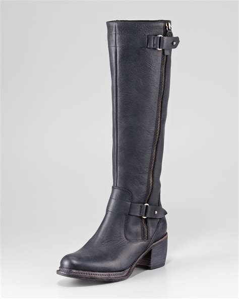 Vera Wang Lavender Nessa Oiled Leather Knee Boot In Black Lyst