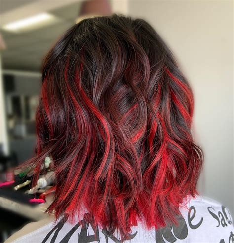 Black Hair With Bright Red Tips