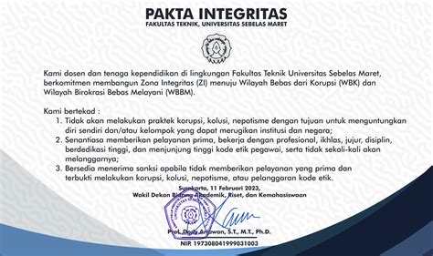 Zona Integritas Fakultas Teknik UNS