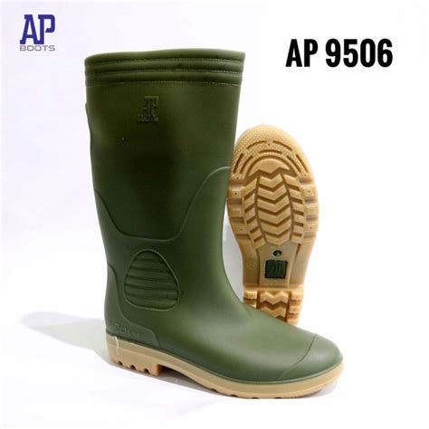 Sepatu Boot Tinggi Ap Boots Hijau Ap Orca Karet Lokal Anti