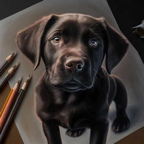 Premium Photo A Drawing Of A Dog With A Pen And Pencils