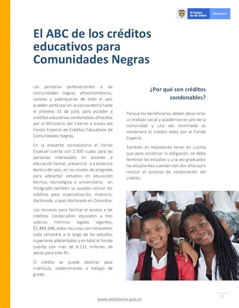 PDF El ABC de los créditos educativos para Comunidades Negras El