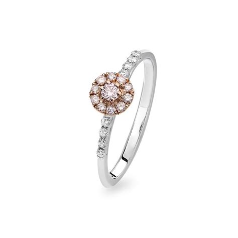 Pink And White Diamond Blush Rose Ring
