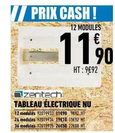 Promo Tableau Lectrique Nu Zenitech Chez Brico Cash