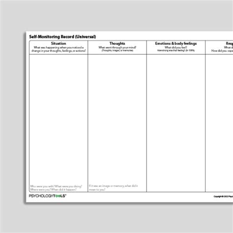 Self Monitoring Record Universal Psychology Tools