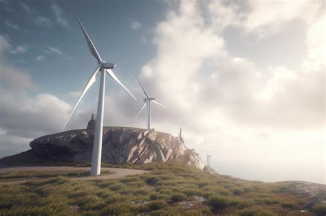 Premium Ai Image A Landscape With Wind Turbines On The Top Of A Hill