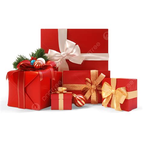 Christmas Red Gift Box Christmas Gift Box Christmas Balls PNG