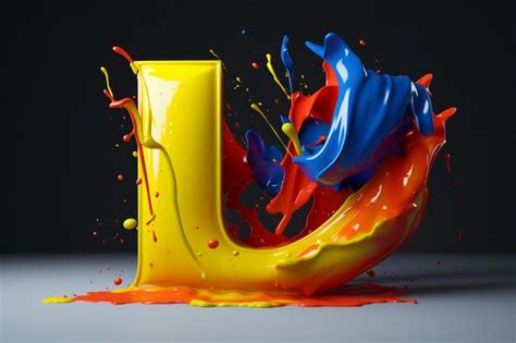 Premium Photo | Splashing paint in primary colors logo letter l ...