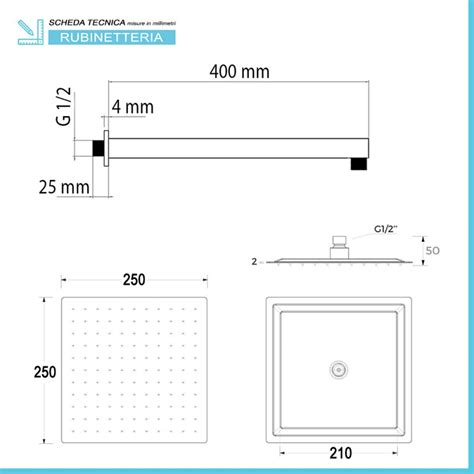 Set Doccia Incasso Completo Con Soffione Quadrato Inox E Kit Doccia Torre