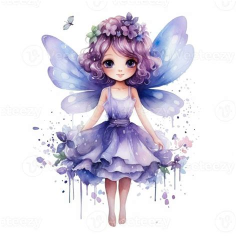 Cute Fairy Watercolor Clipart On White Background Ai Generated