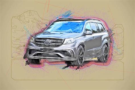 Drawing Mansory Tuning Mercedes Amg Gls 63 2017 Cars Suvs Luxury