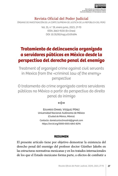 Pdf Tratamiento De Delincuencia Organizada A Servidores Públicos En