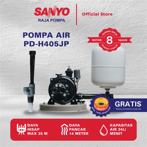 Sanyo Mesin Pompa Air Jetpump Otomatis Made In Japan Pd H Jp