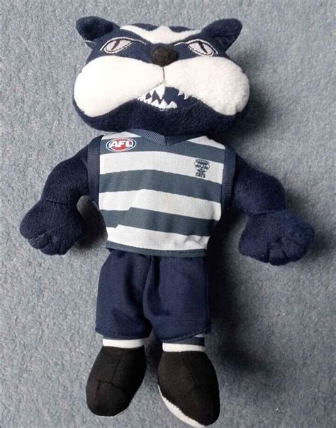 Afl Geelong Cat Football Mascot Cat Plush 25cm High In Good Condition