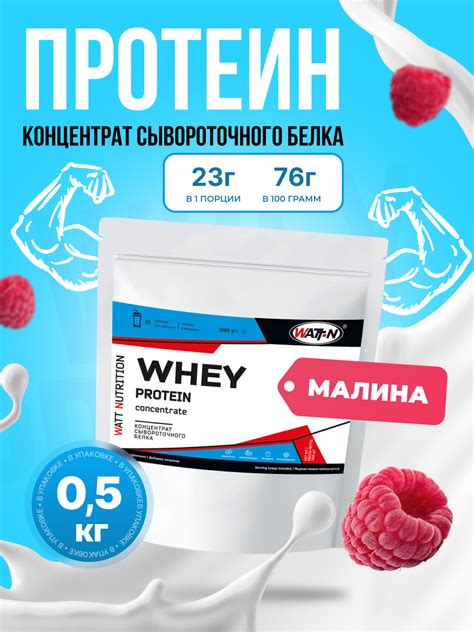 WATT NUTRITION WHEY PROTEIN CONCENTRATE 80 / КСБ 80 0.5 кг малина ...