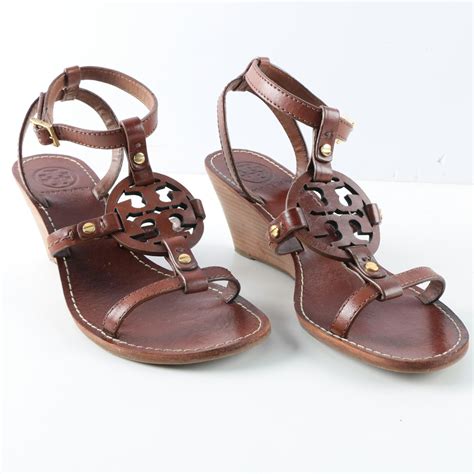 Tory Burch Strappy Brown Leather Wedge Sandals Ebth