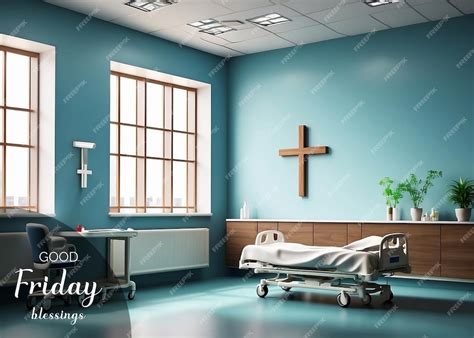 Premium PSD | Good Friday concept Christian cross in a hospital room ...