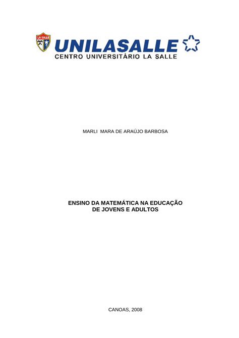 PDF ENSINO DA MATEMÁTICA NA EDUCAÇÃO DE JOVENS E RESUMO O