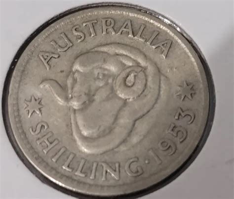 1953 QUEEN ELIZABETH II Australian Shilling Pre Decimal 50 Silver