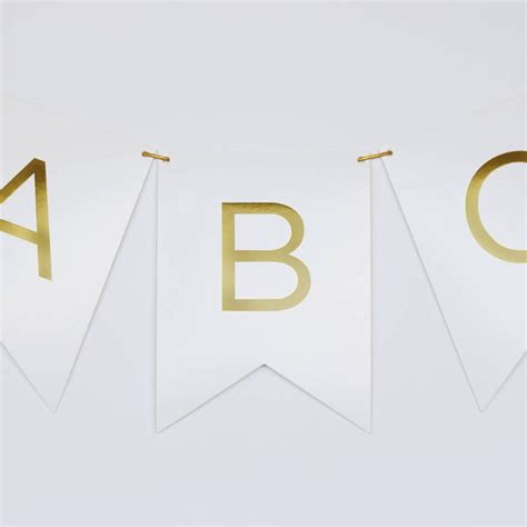 Gold Foil Stamped White Alphabet Custom Letter Banner Etsy