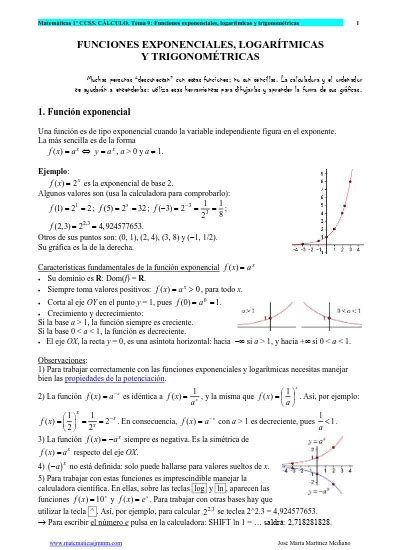 Tema 9 Funciones exponenciales logarítmicas y trigonométricas