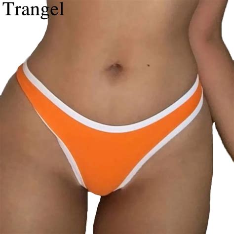 Trangel Solid Bikini Swimwear Women Thong Bottom Two Piece