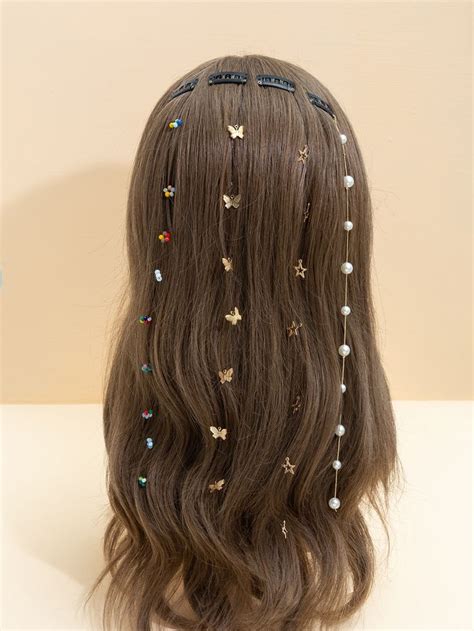 Presilha de cabelo decorada estrela e pérola falsa 4 peças Hair