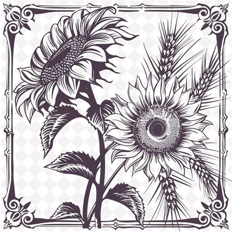 Premium Psd A Black And White Drawing Of Sunflowers And The Words