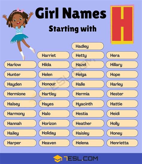 Girl Names That Start With H List Of Girls Names Girl Names English