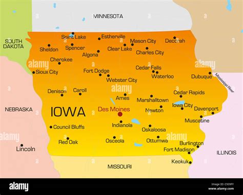 Vector Color Map Of Iowa State Usa Stock Photo Alamy