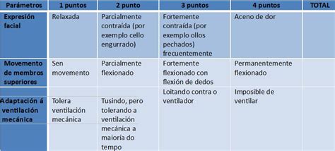 Escala De Valoración Da Dor Nos Pacientes Críticos Behavioural Pain Scale Bps Información