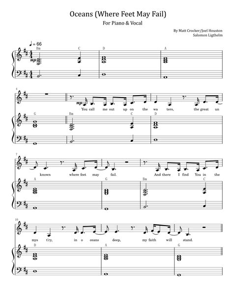 Oceans Where Feet May Fail Arr Poon By Hillsong United Sheet Music