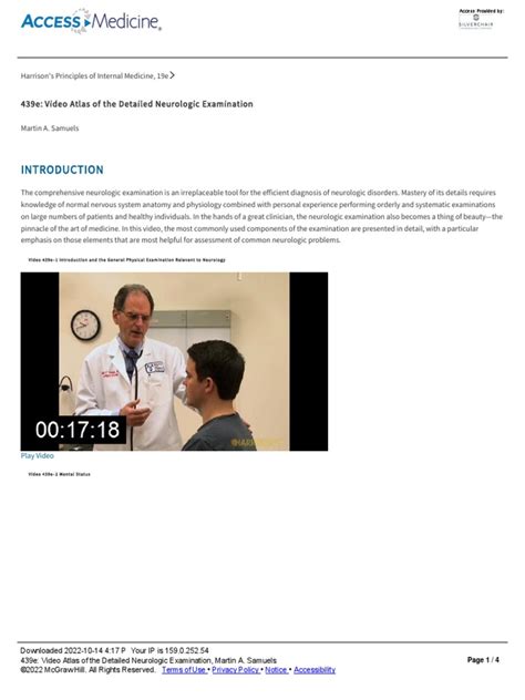 439e - Video Atlas of The Detailed Neurologic Examination | PDF ...