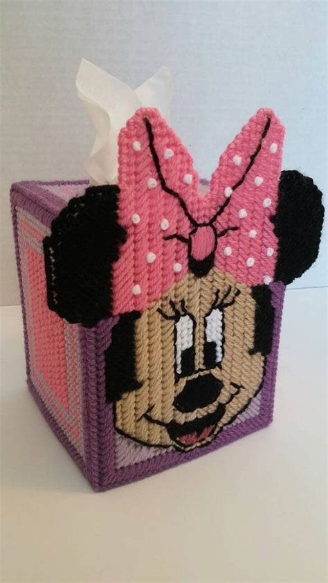 Cubierta De Caja Del Tejido De Minnie Mouse Plastic Canvas Tissue Boxes