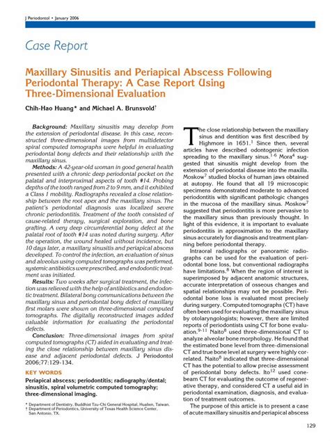 Pdf Maxillary Sinusitis And Periapical Abscess Following Periodontal