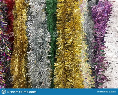 Christmas And New Year Tinsel Red Gold Silver Green Rainbow Colors