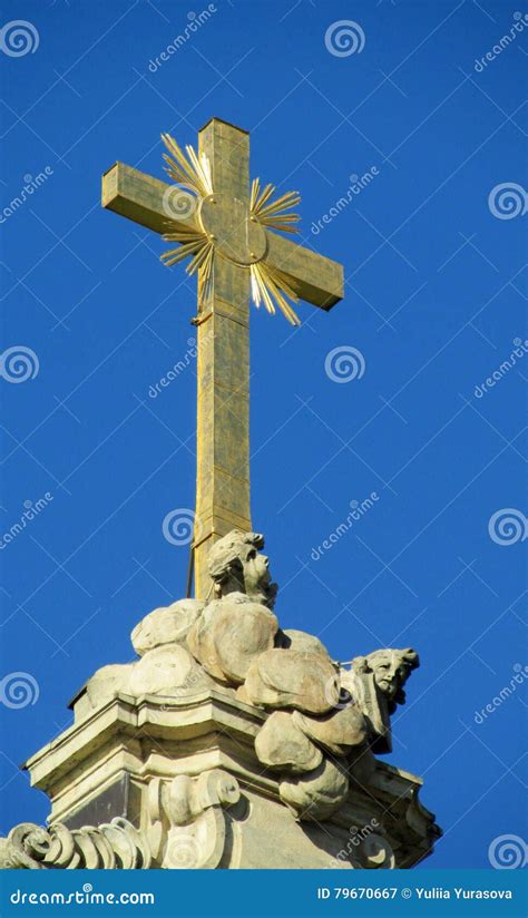 Golden Holy Christian Cross Stock Image Image Of Cathedral Belief