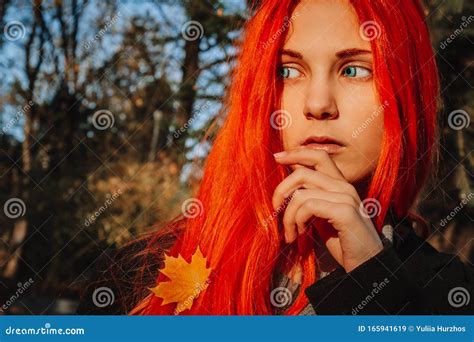 Beautiful Redhead Girl With Long Strong And Thick Hair Perfect Woman