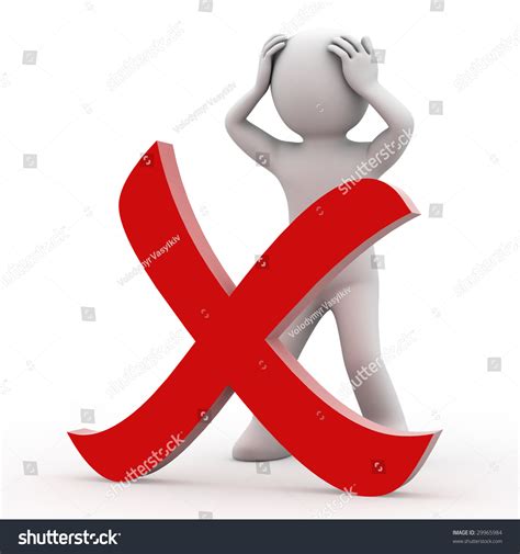 3d Personage And Negative Symbol On White Background Stock Photo